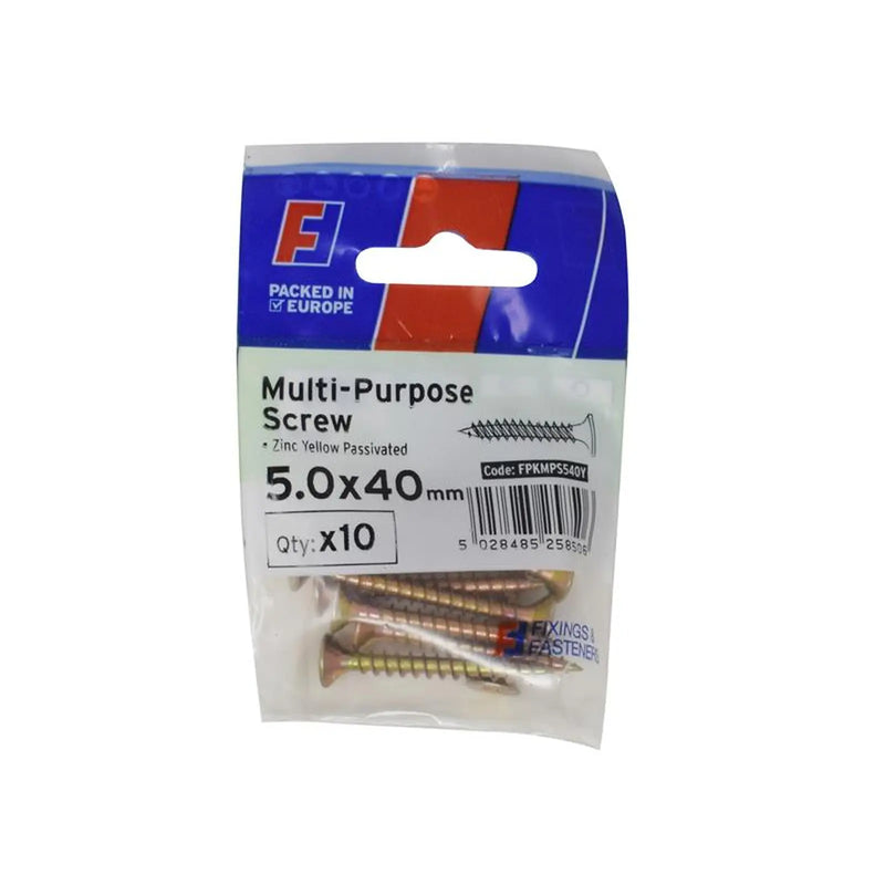 ForgeFix Multi-Purpose Pozi Screw CSK ST ZYP 5.0 x 40mm ForgePack 10