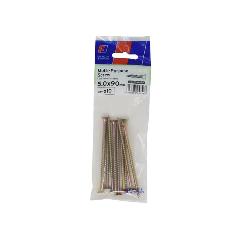 ForgeFix Multi-Purpose Pozi Screw CSK ST ZYP 5.0 x 90mm ForgePack 10