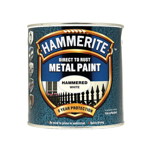 Hammerite Direct to Rust Hammered Finish Metal Paint White 2.5 Litre