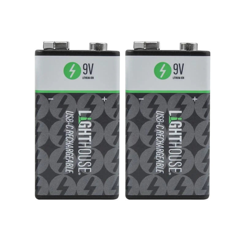 Lighthouse 9V USB-C Rechargeable Li-ion Battery Pack of 2