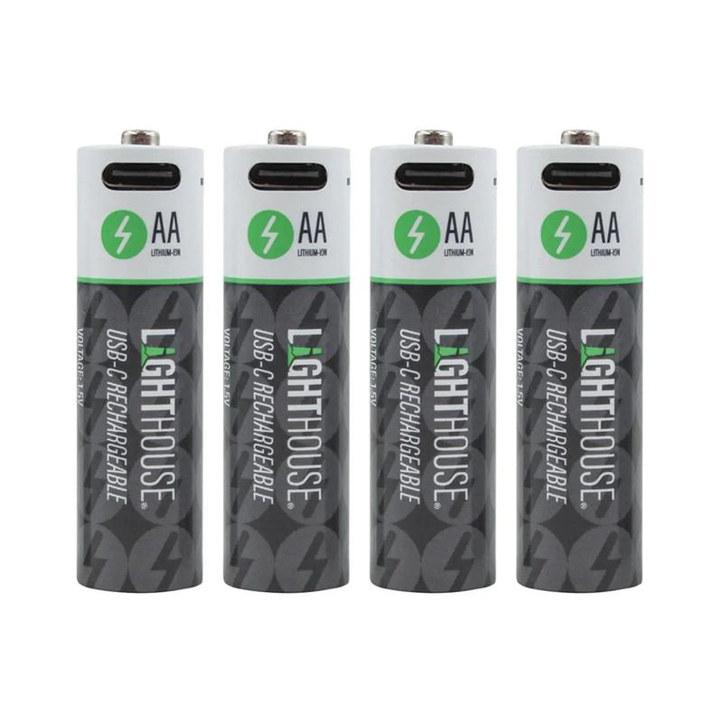 Lighthouse AA USB-C Rechargeable Li-ion Battery Pack of 4