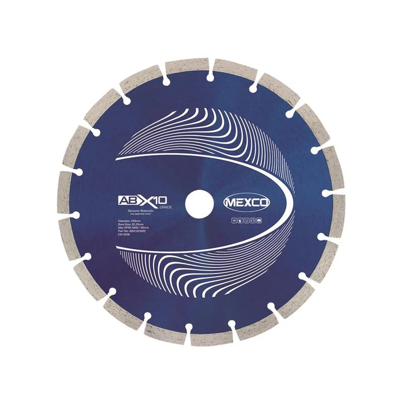 MEXCO Abrasive Materials X10 Grade Diamond Blade 230 x 22mm