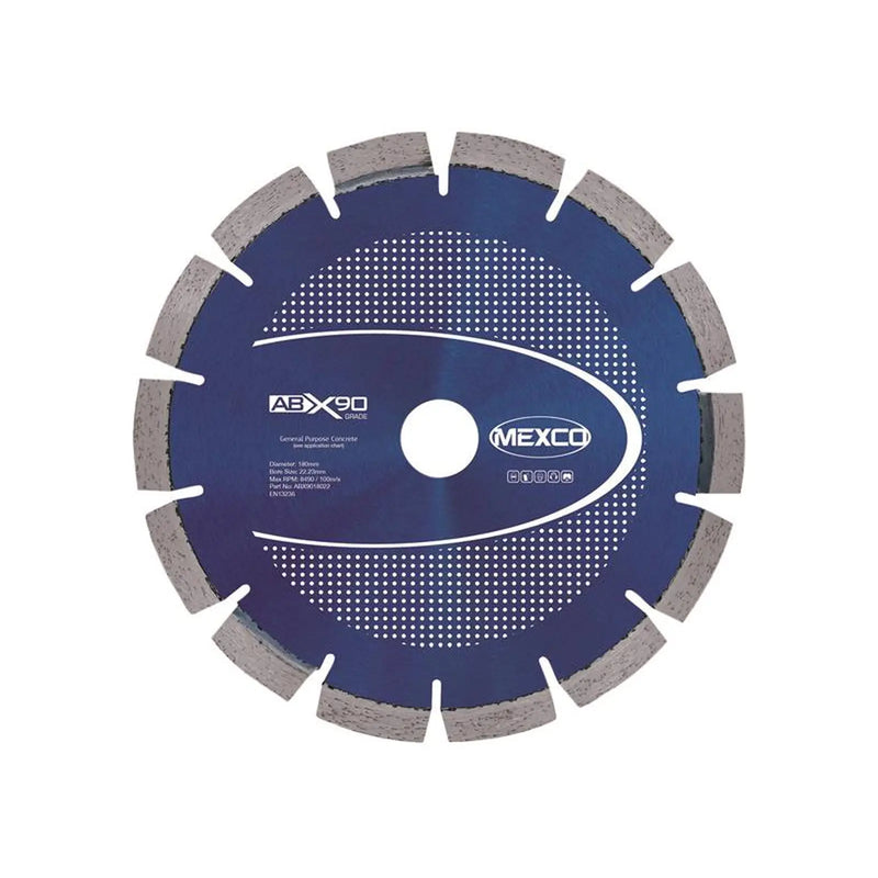 MEXCO Abrasive Materials X90 Grade Diamond Blade 180 x 22mm