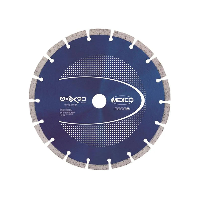 MEXCO Abrasive Materials X90 Grade Diamond Blade 230 x 22mm