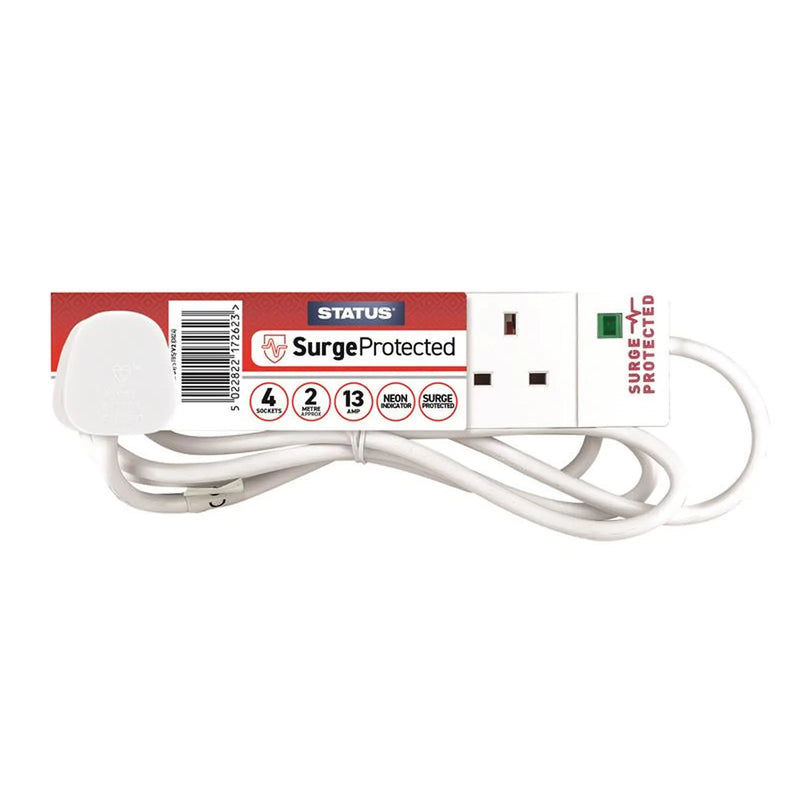 STATUS® Surge Protected Extension Lead 240V 4-Gang 13A White 2m
