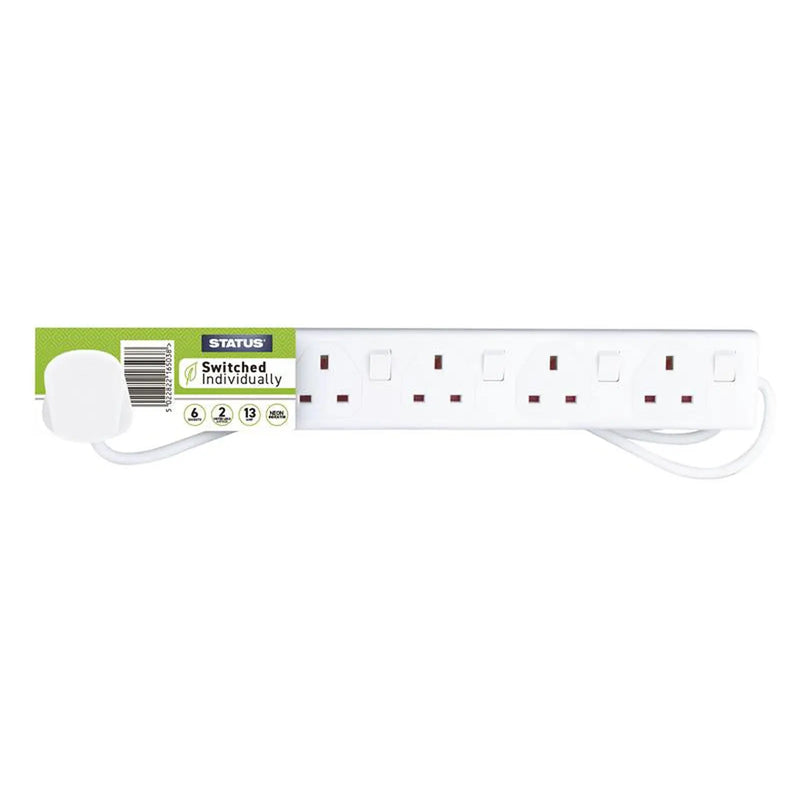STATUS® Extension Socket Switched 6 Way 2m White S6W2MINDSS12