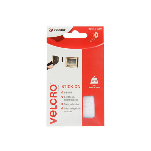 VELCRO® Brand Stick On Tape White 20mm x 50cm 60224