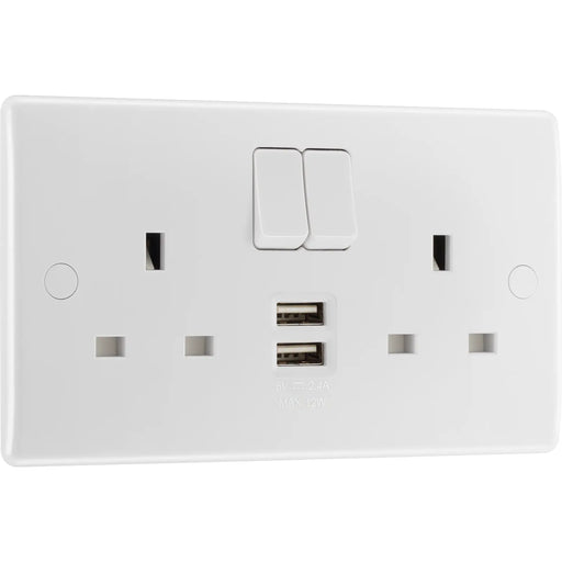 BG Electrical 800 Series - Double switched single pole, with 2 x USB A (12W)