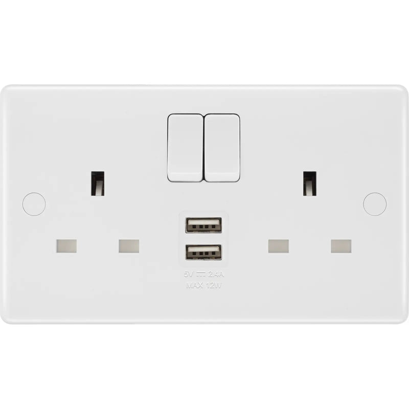 BG Electrical 800 Series - Double switched single pole, with 2 x USB A (12W)