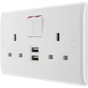 BG Electrical 800 Series - Double switched single pole, with 2 x USB A (12W)