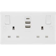 BG Electrical 800 Series - Double switched single pole, with 2 x USB A + 1 x USB C (15W)