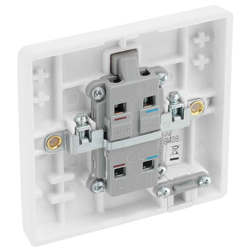 BG Electrical 800 Series - 20A, double pole, with indicator and flex outlet
