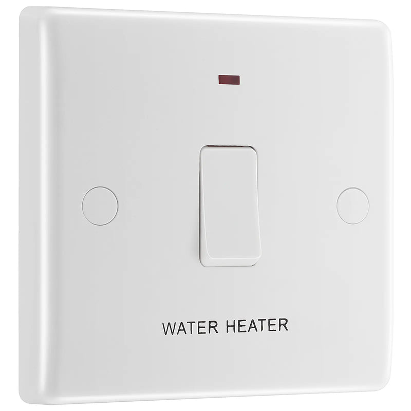 BG Electrical 800 Series - 20A, double pole, marked "water heater", with indicator and flex outlet