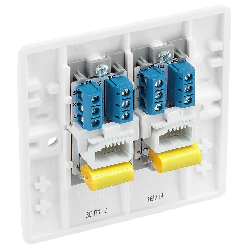 BG Electrical 800 Series - Double, telephone socket, master (screw)