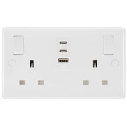 BG Electrical 800 Series - Double, switched, single pole, with 1 x A and 2 x C type USB (30W)
