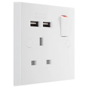 BG Electrical 900 Series - Single switched, single pole, with 2 x USB A