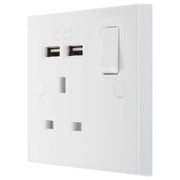 BG Electrical 900 Series - Single switched, single pole, with 2 x USB A