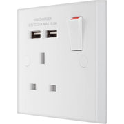 BG Electrical 900 Series - Single switched, single pole, with 2 x USB A