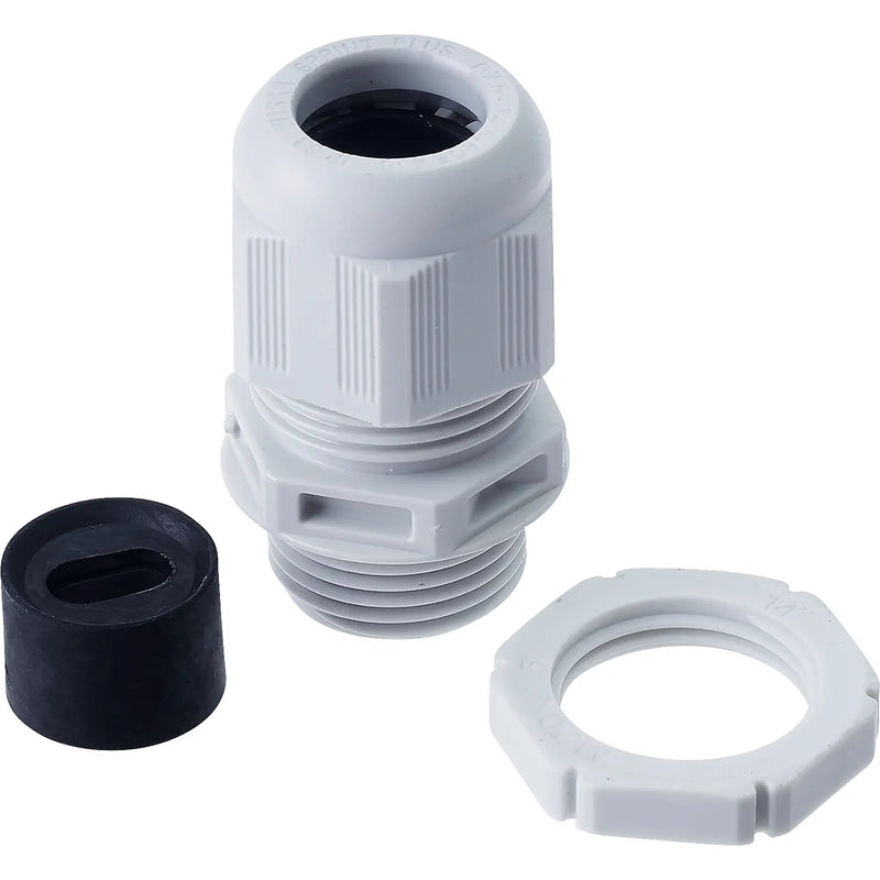 BG Electrical Contractor - Grey plastic gland kit, 1 - 1.5mm flat cable, cable insert and locknut