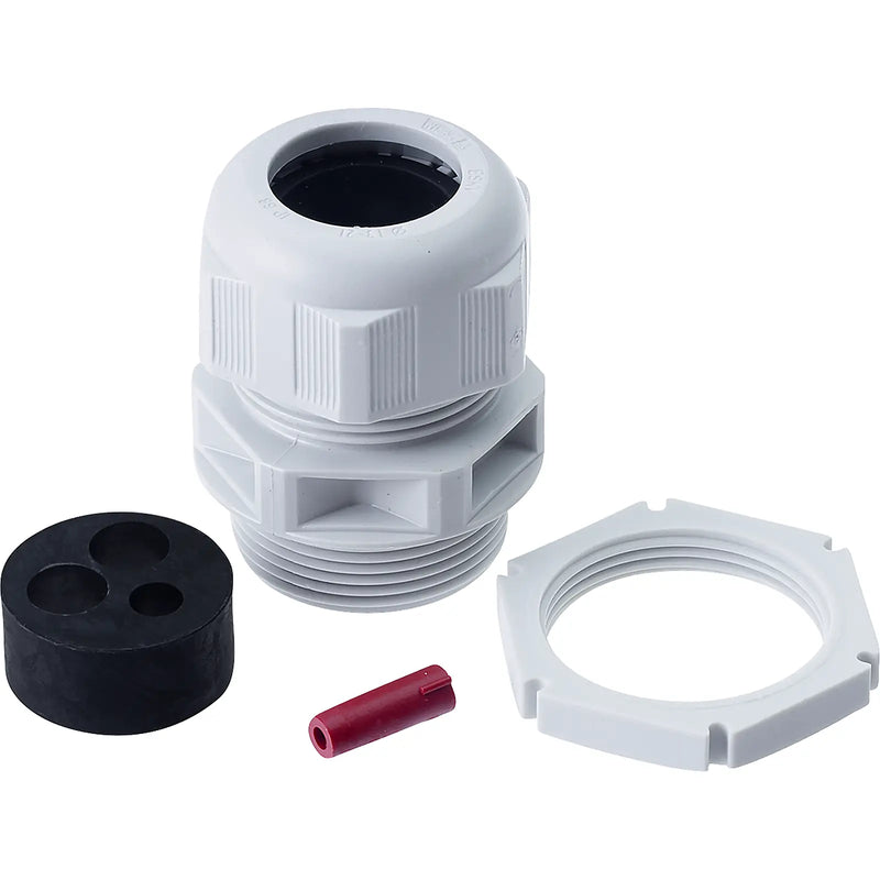 BG Electrical Contractor - Grey plastic tails kit, multiple inserts, locknut and blanking insert