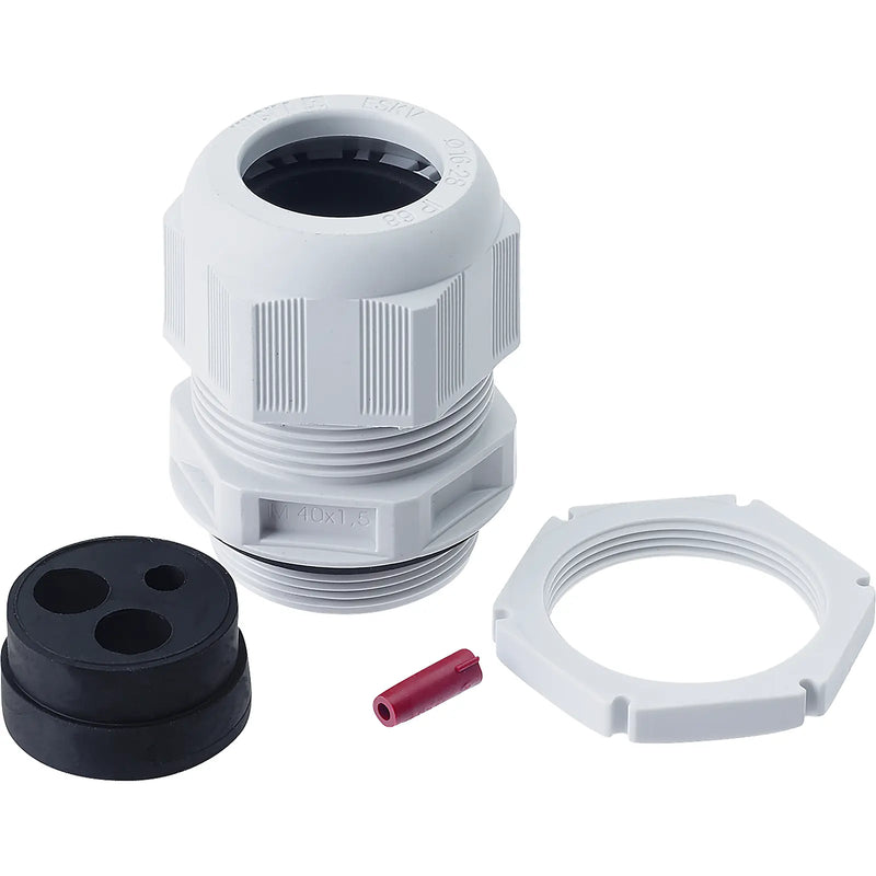 BG Electrical Contractor - Grey plastic tails kit, multiple inserts, locknut and blanking insert