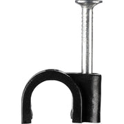 BG Electrical Contractor - Round cable clips, black, 7mm, 50pk