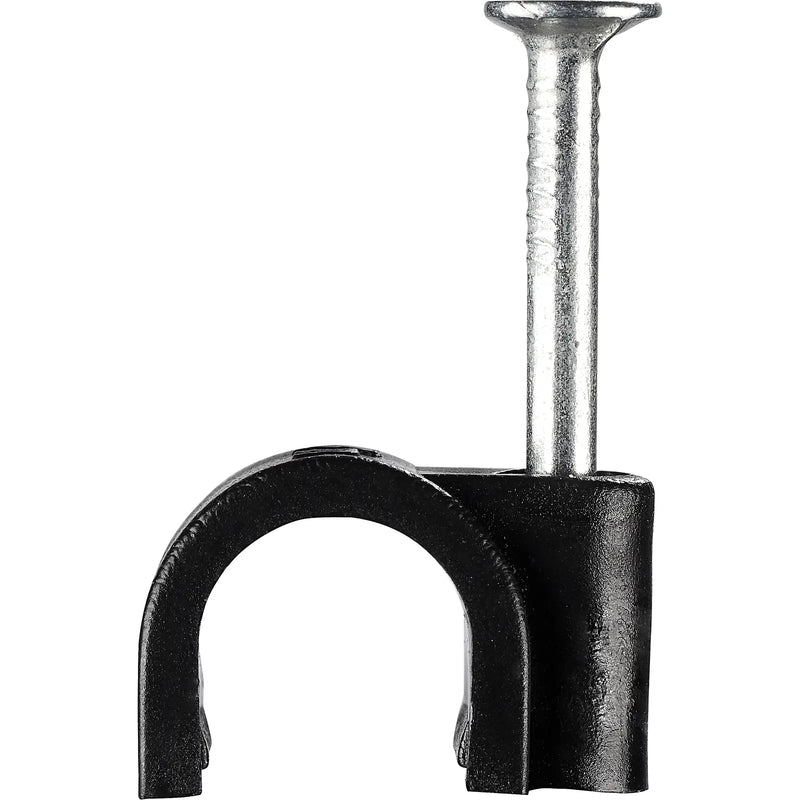 BG Electrical Contractor - Round cable clips, black, 7mm, 50pk