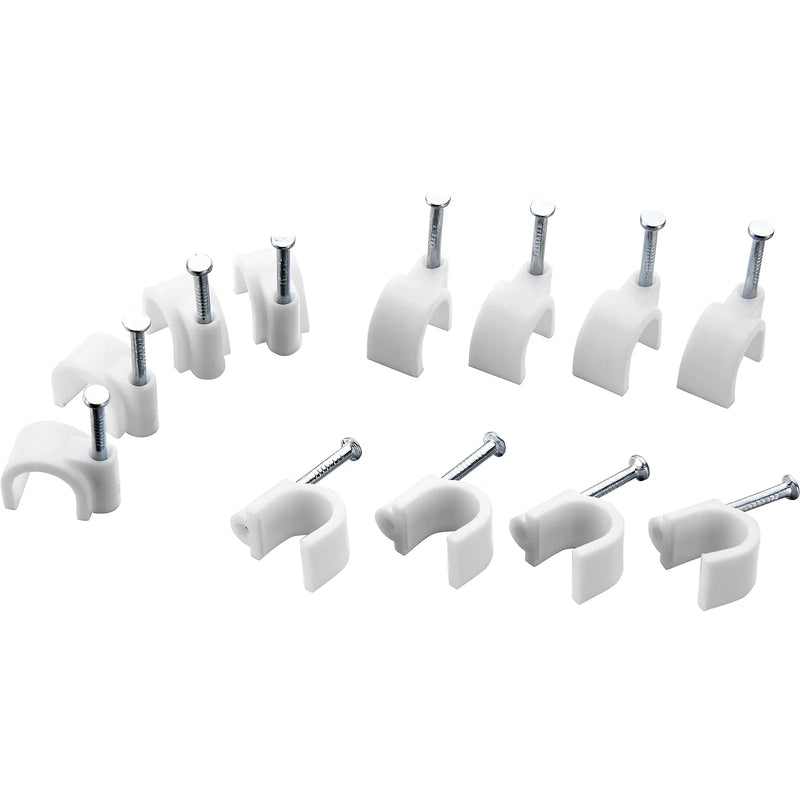 BG Electrical Contractor - Round cable clips, white, 8mm, 50pk