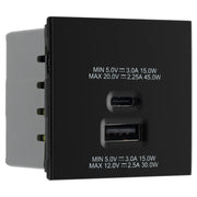 BG Electrical Euro Module - 45W USB A+C Euro Module - Black