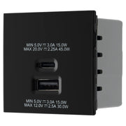 BG Electrical Euro Module - 45W USB A+C Euro Module - Black