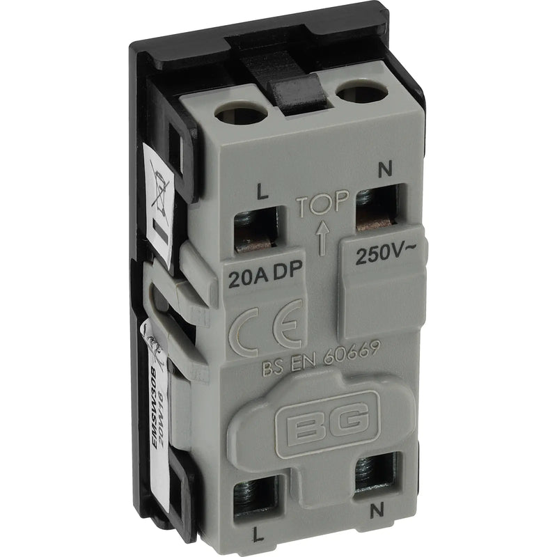 BG Electrical Euro Module - 20 Amp double pole switch