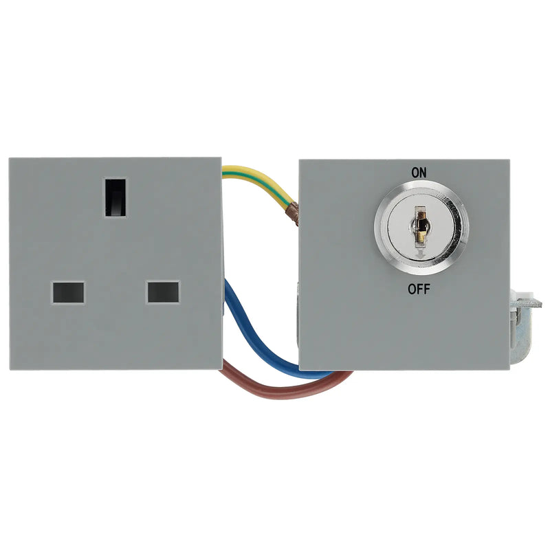 BG Electrical Euro Module - 13A double pole, key controlled socket