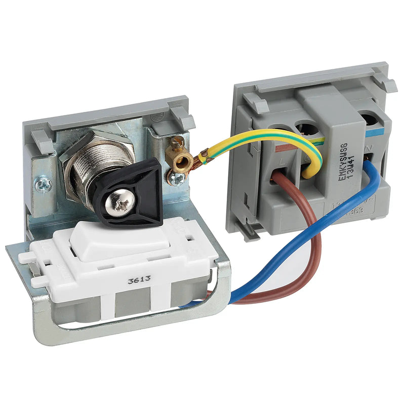 BG Electrical Euro Module - 13A double pole, key controlled socket