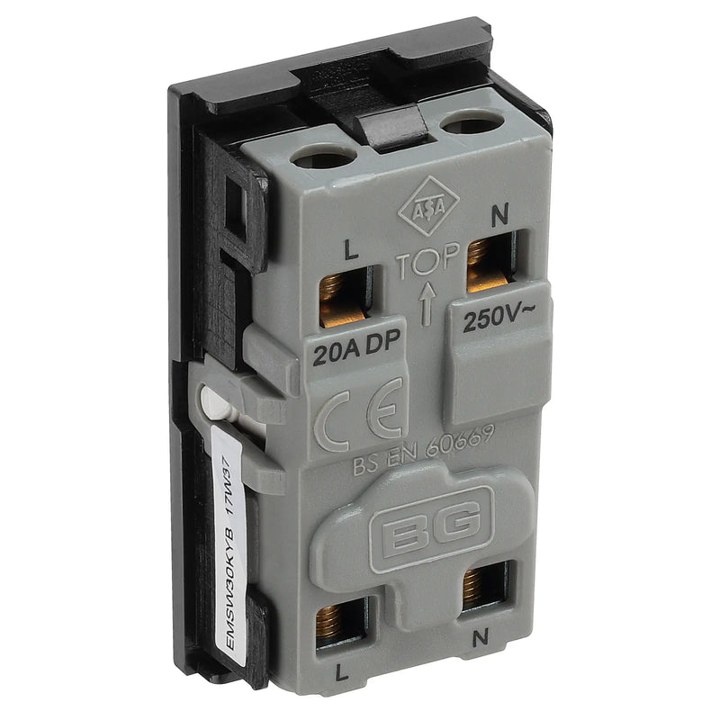 BG Electrical Euro Module - 20 Amp double pole key switch