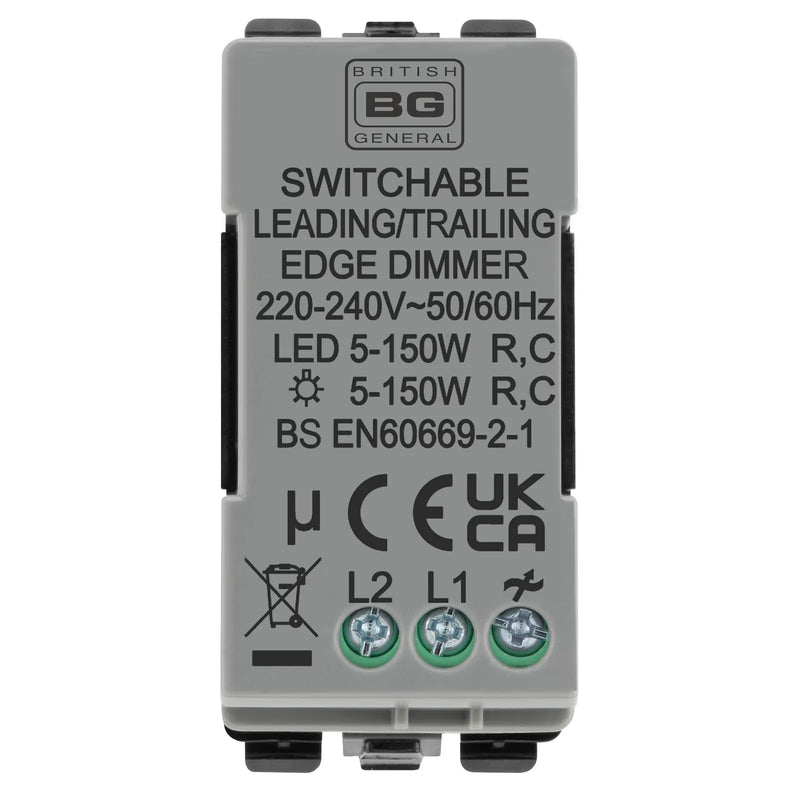 BG Electrical Grid - 2 way, Intelligent Dual Mode Dimmer (EVOLVE BLACK)