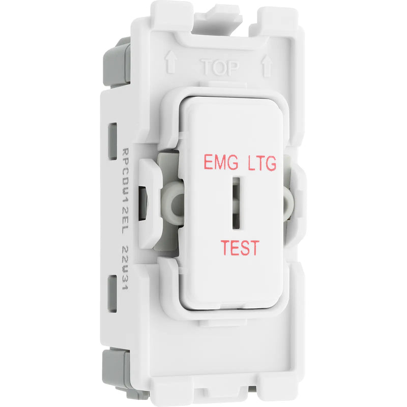 BG Electrical Grid - 2 way, single pole, printed EMG LTG TEST (EVOLVE WHITE)