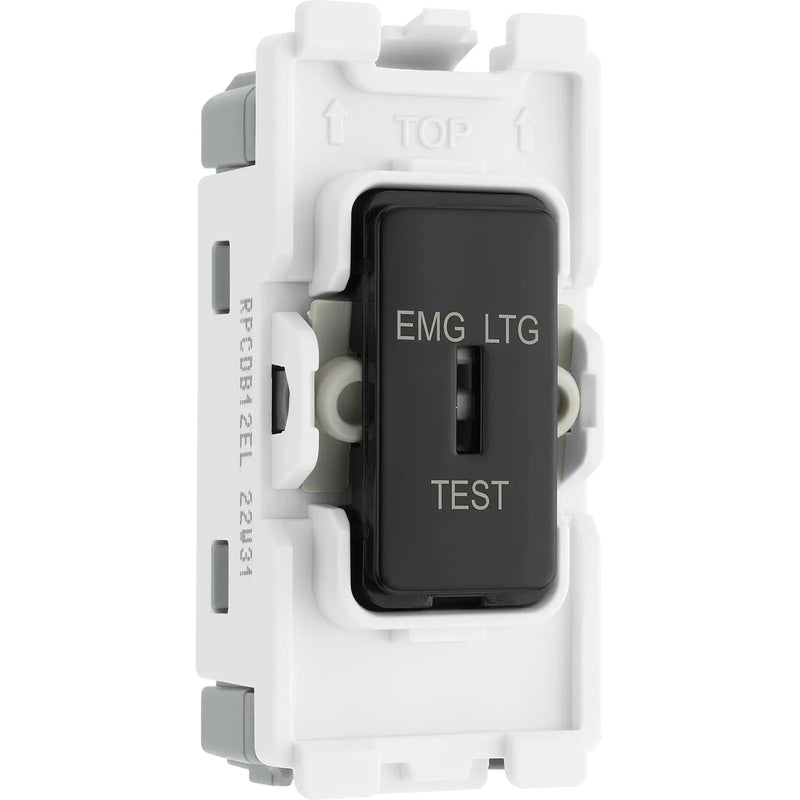 BG Electrical Grid - 2 way, single pole, printed EMG LTG TEST (EVOLVE BLACK)
