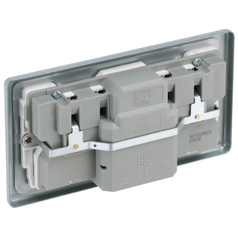 BG Electrical Metal Clad - Double switched, with integrated Type A RCD