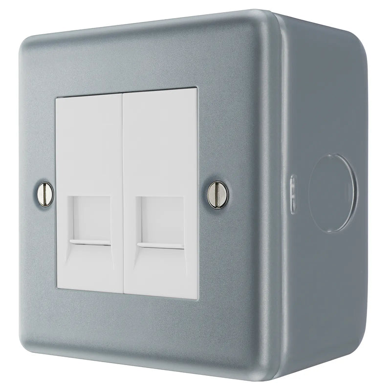 BG Electrical Metal Clad - Double, RJ45 telephone socket