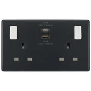 BG Electrical Part M - Double switched single pole, with USB A + C (22W)