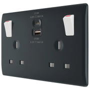 BG Electrical Part M - Double switched single pole, with USB A + C (22W)