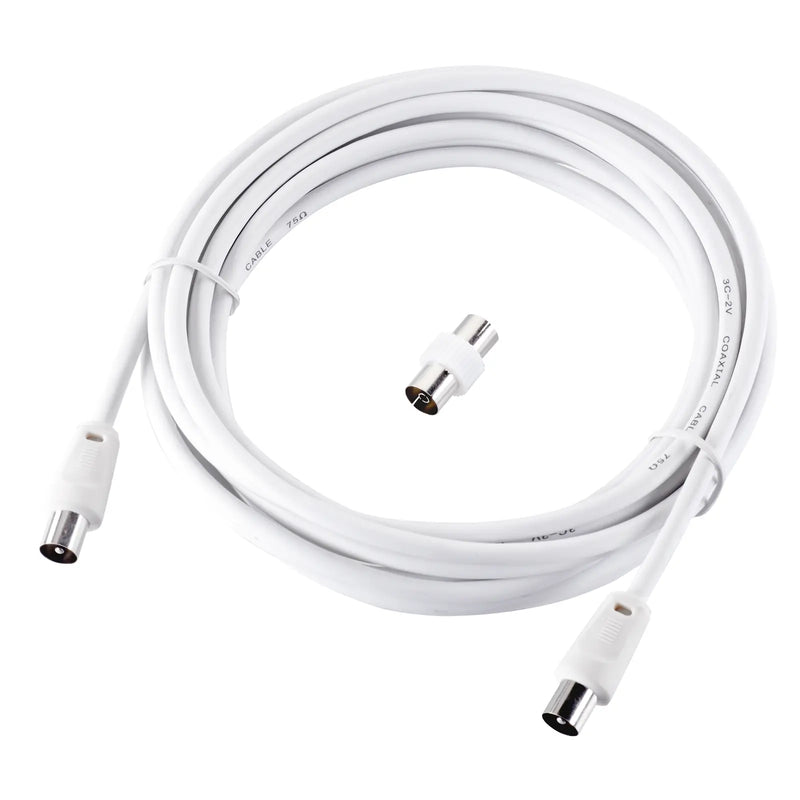 Ross Cable Accessories - Coaxial aerial cable with coupler (5m, white)