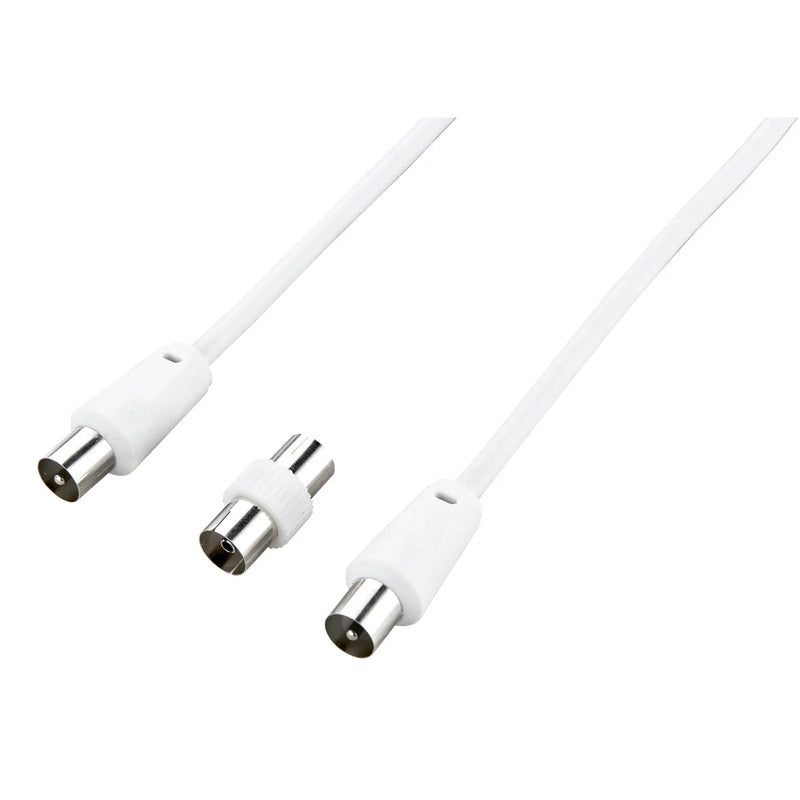 Ross Cable Accessories - Coaxial aerial cable with coupler (5m, white)