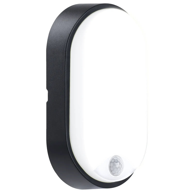 Luceco Ext Residential - Exterior residential bulkhead oval 700lumens with white or black bezel + PIR