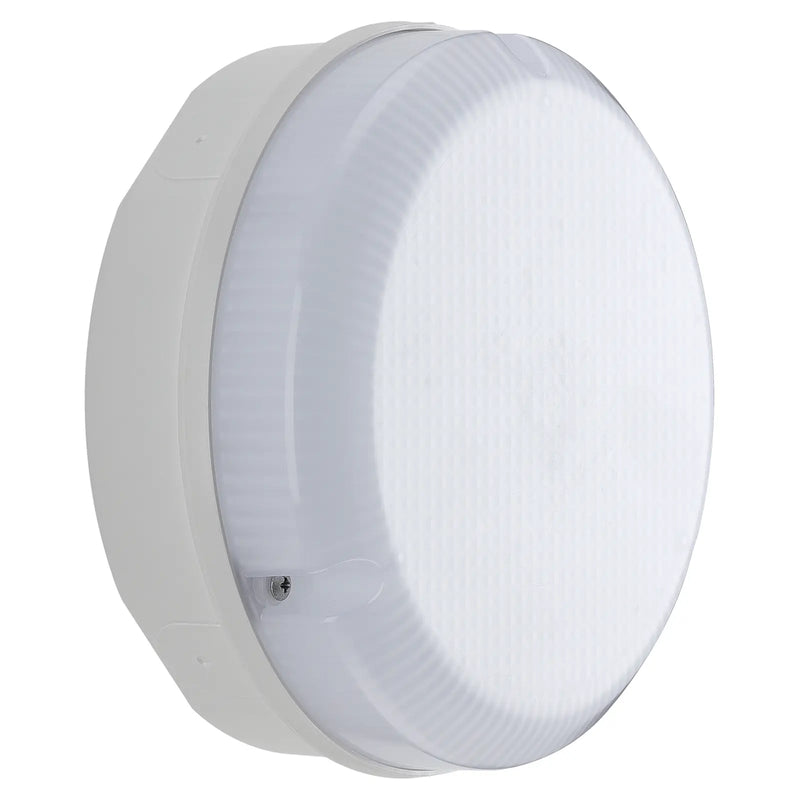 Luceco Mosi bulkhead round white 1150 lumens fixed output driver with emergency and microwave sensor
