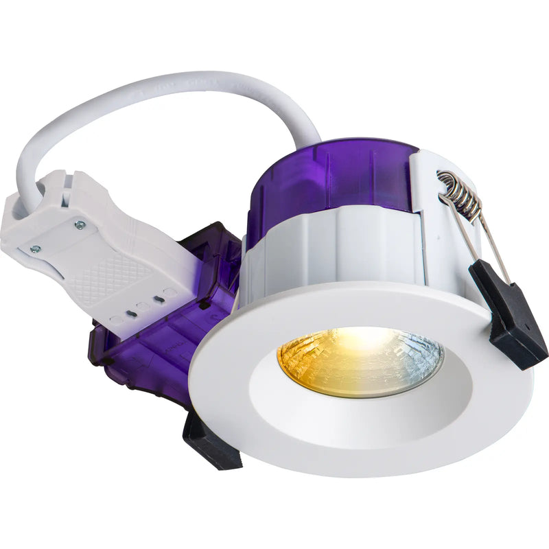 Luceco Ftype Ultra Fire Rated Downlight 4W/6W 690lm Power Change & CCT Change 3000K / 4000K Dim2Warm Dimmable IP65 White - Regressed