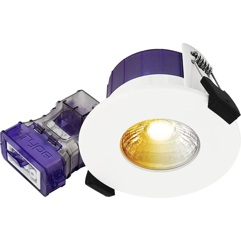 Luceco Ftype Ultra Fire Rated Downlight 4W/6W 750lm 4Colour CCT IP65 White - Flat