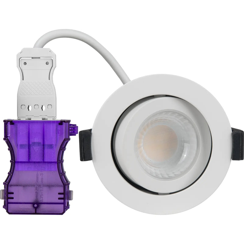 Luceco Ftype Ultra Fire Rated Downlight 4W/6W 690lm Power Change & CCT Change 3000K / 4000K Dim2Warm IP20 White - Adjustable