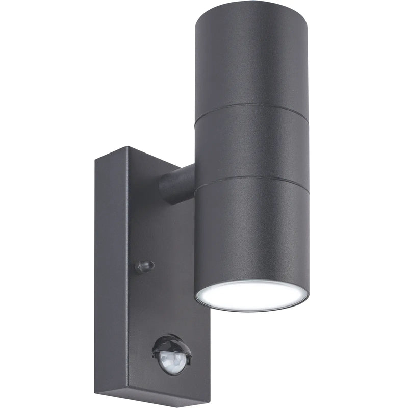 Luceco Azurar Wall Light - Exterior decorative up / down wall light GU10 with PIR finished in slate grey