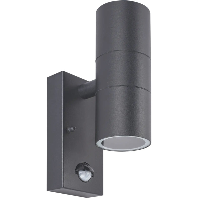 Luceco Azurar Wall Light - Exterior decorative up / down wall light GU10 with PIR finished in slate grey